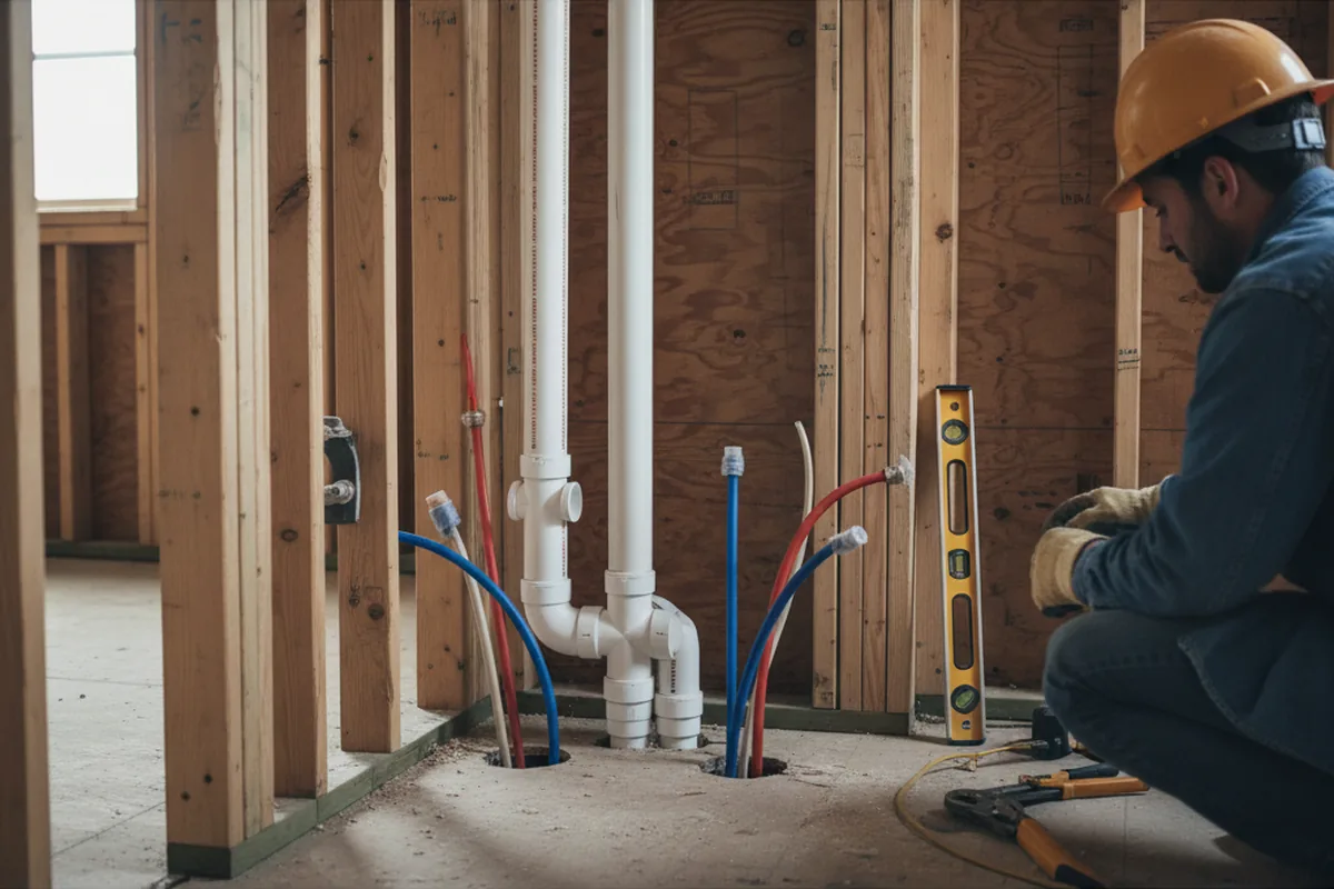 Drain and supply rough-in during Toilet Repair and Installation in Shelby